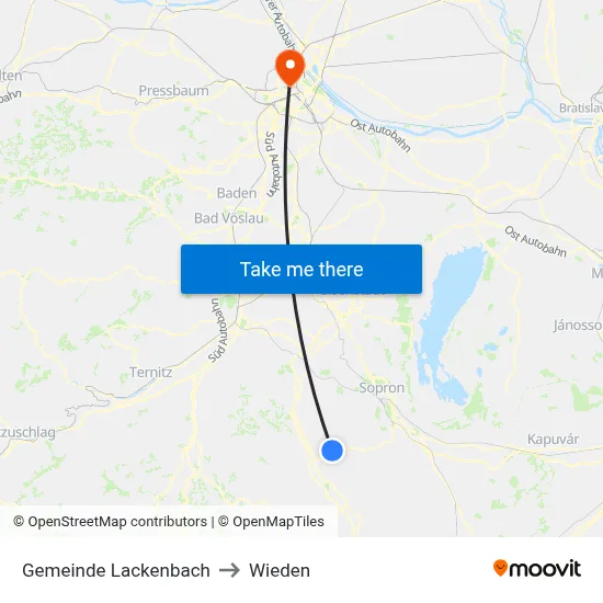 Gemeinde Lackenbach to Wieden map