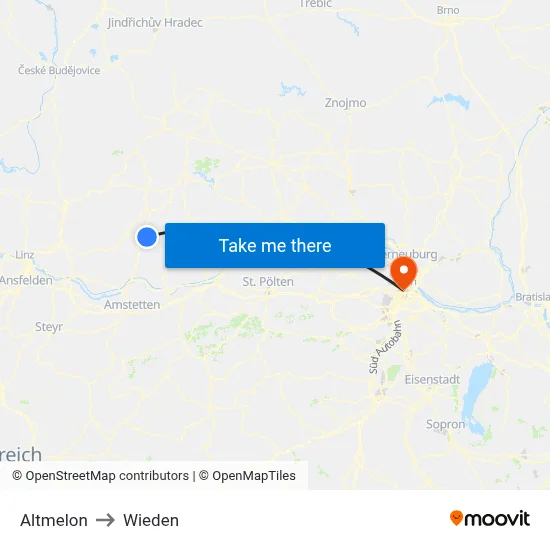 Altmelon to Wieden map