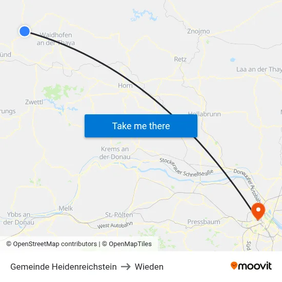 Gemeinde Heidenreichstein to Wieden map