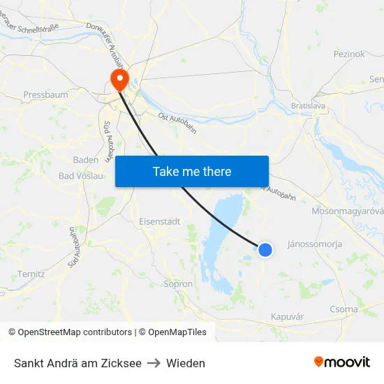 Sankt Andrä am Zicksee to Wieden map