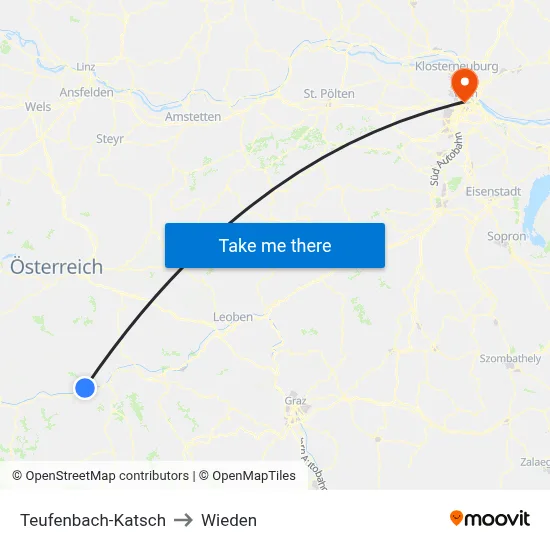 Teufenbach-Katsch to Wieden map