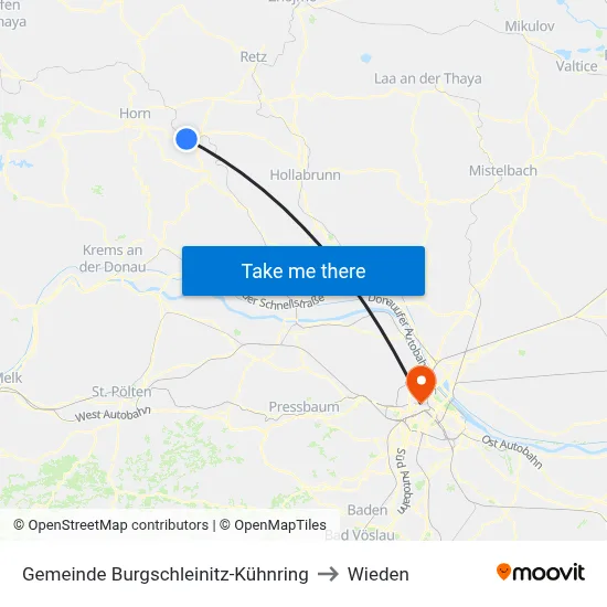 Gemeinde Burgschleinitz-Kühnring to Wieden map
