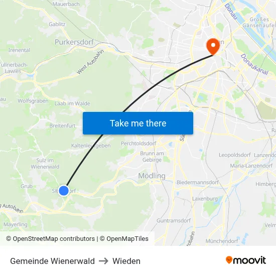 Gemeinde Wienerwald to Wieden map