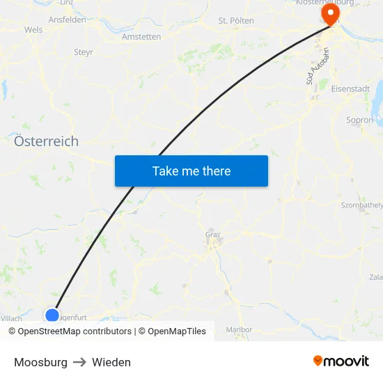 Moosburg to Wieden map