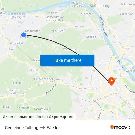 Gemeinde Tulbing to Wieden map
