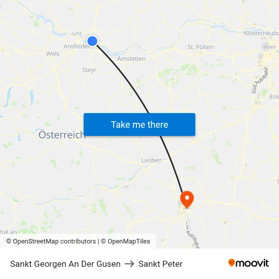 Sankt Georgen An Der Gusen to Sankt Peter map