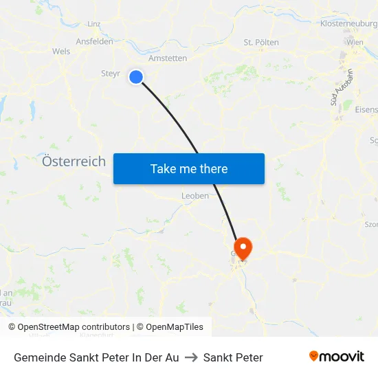 Gemeinde Sankt Peter In Der Au to Sankt Peter map