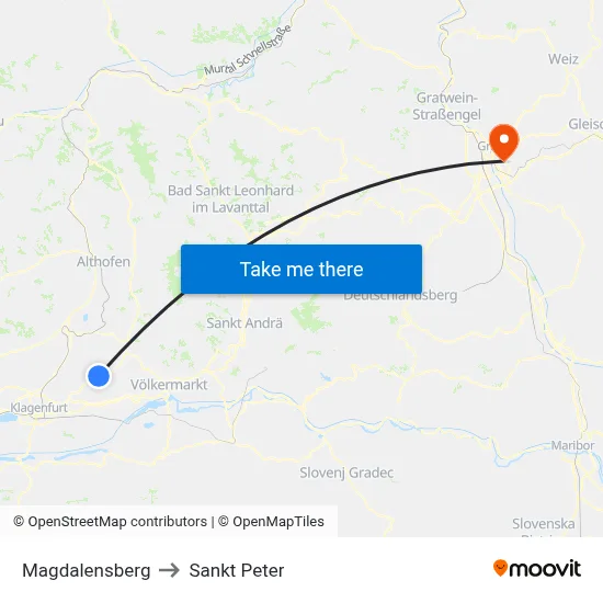 Magdalensberg to Sankt Peter map
