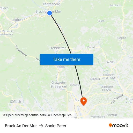 Bruck An Der Mur to Sankt Peter map