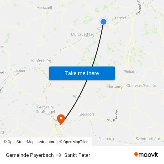 Gemeinde Payerbach to Sankt Peter map