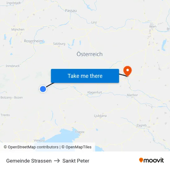Gemeinde Strassen to Sankt Peter map