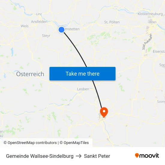 Gemeinde Wallsee-Sindelburg to Sankt Peter map