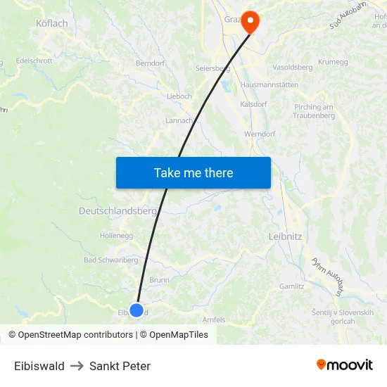 Eibiswald to Sankt Peter map