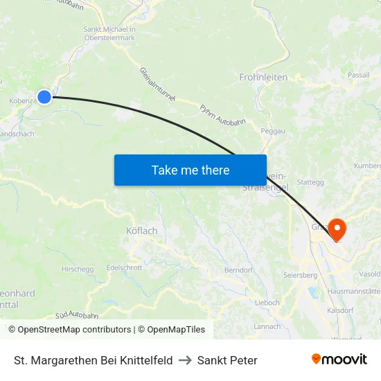 St. Margarethen Bei Knittelfeld to Sankt Peter map