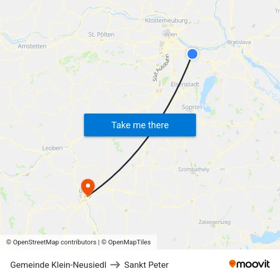 Gemeinde Klein-Neusiedl to Sankt Peter map