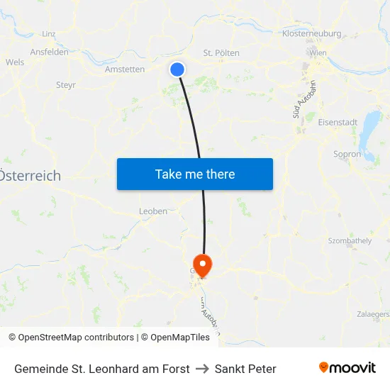 Gemeinde St. Leonhard am Forst to Sankt Peter map