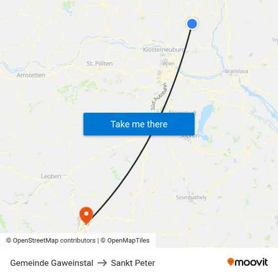 Gemeinde Gaweinstal to Sankt Peter map