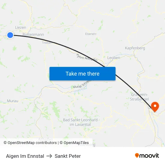 Aigen Im Ennstal to Sankt Peter map