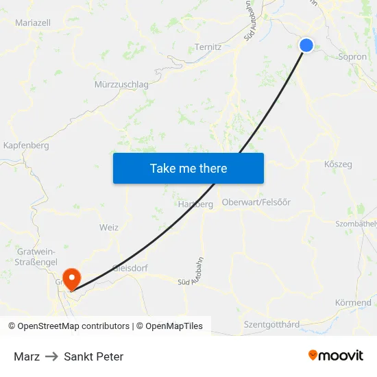 Marz to Sankt Peter map