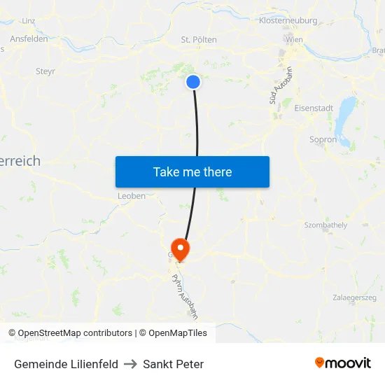 Gemeinde Lilienfeld to Sankt Peter map