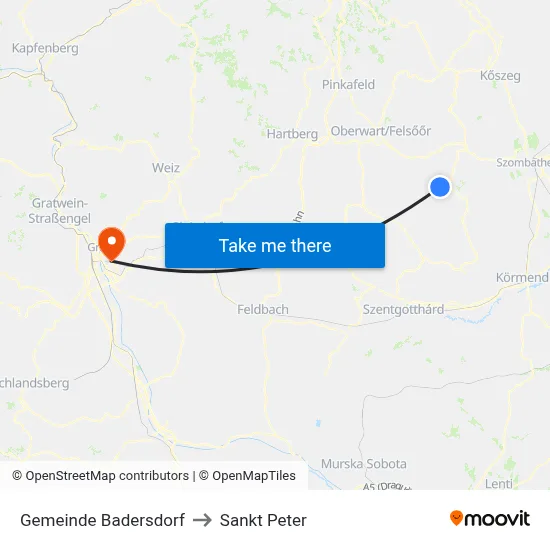 Gemeinde Badersdorf to Sankt Peter map