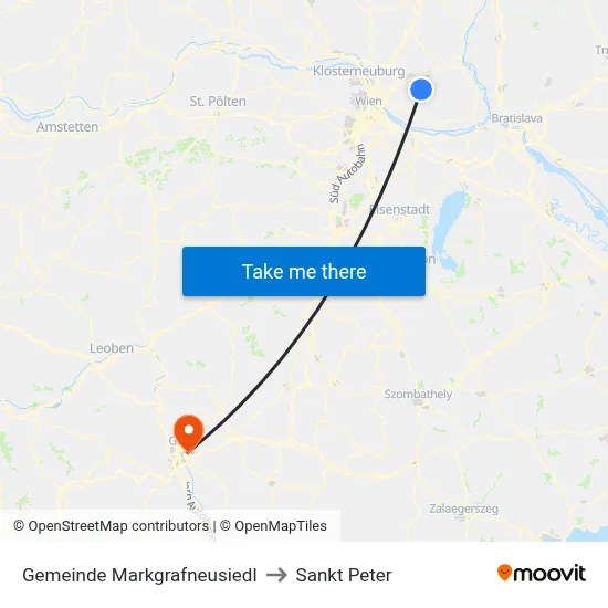 Gemeinde Markgrafneusiedl to Sankt Peter map