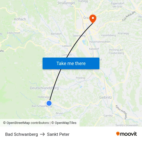 Bad Schwanberg to Sankt Peter map