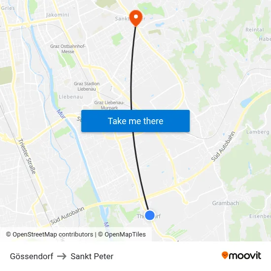 Gössendorf to Sankt Peter map
