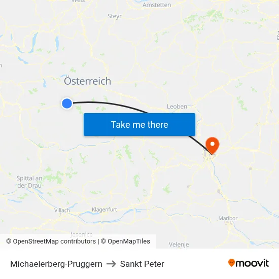 Michaelerberg-Pruggern to Sankt Peter map