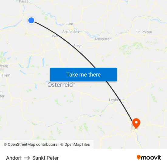 Andorf to Sankt Peter map