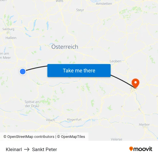 Kleinarl to Sankt Peter map