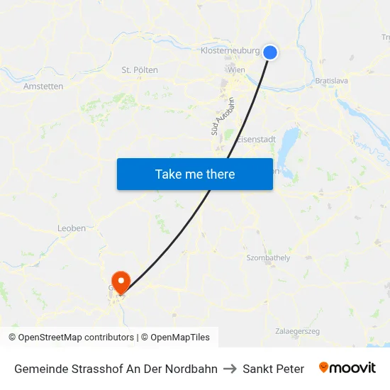 Gemeinde Strasshof An Der Nordbahn to Sankt Peter map