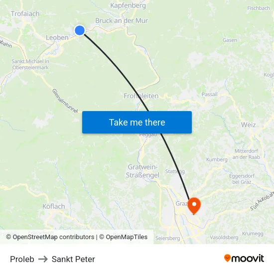 Proleb to Sankt Peter map