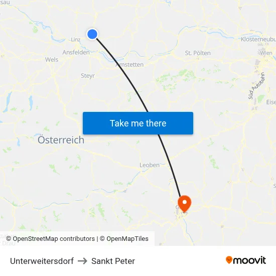 Unterweitersdorf to Sankt Peter map