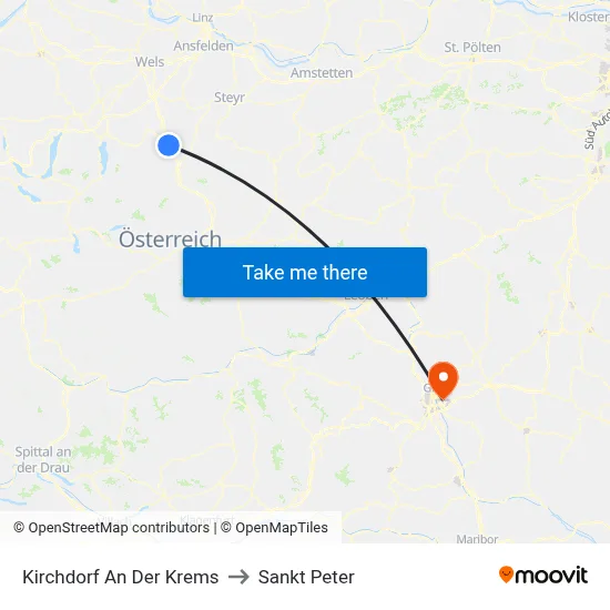 Kirchdorf An Der Krems to Sankt Peter map