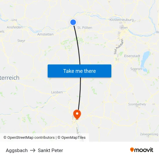Aggsbach to Sankt Peter map