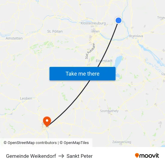 Gemeinde Weikendorf to Sankt Peter map