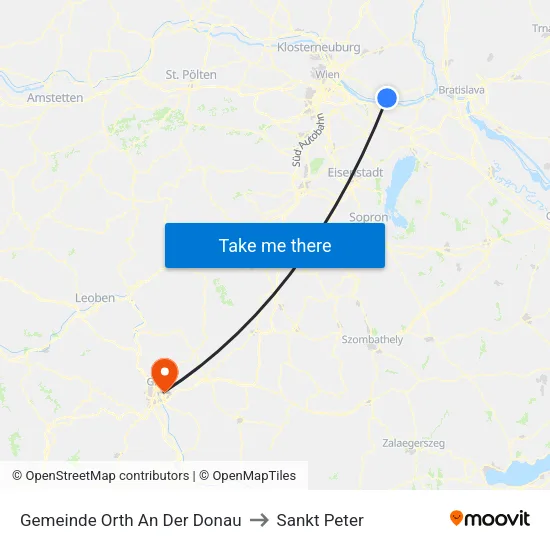 Gemeinde Orth An Der Donau to Sankt Peter map