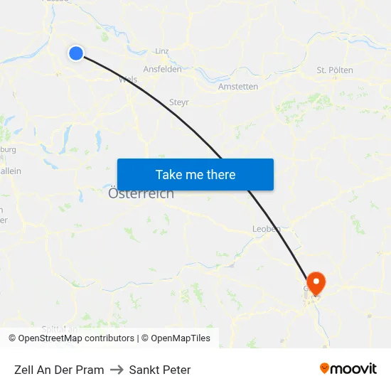 Zell An Der Pram to Sankt Peter map