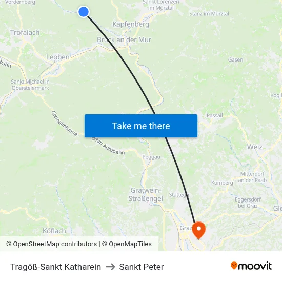 Tragöß-Sankt Katharein to Sankt Peter map