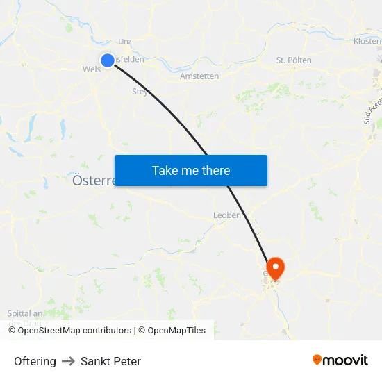 Oftering to Sankt Peter map
