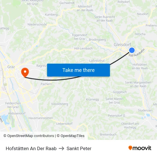 Hofstätten An Der Raab to Sankt Peter map