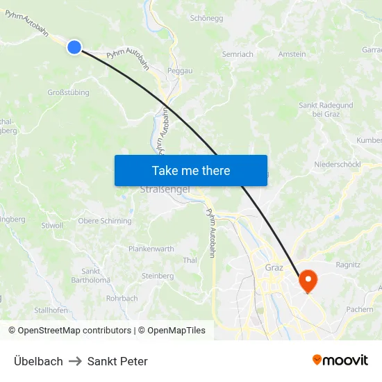 Übelbach to Sankt Peter map