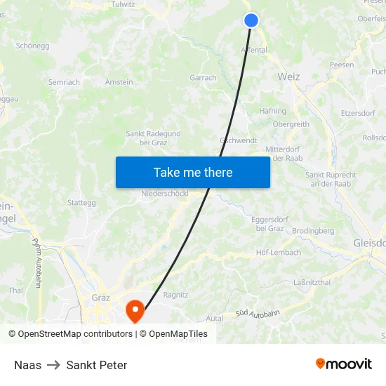 Naas to Sankt Peter map