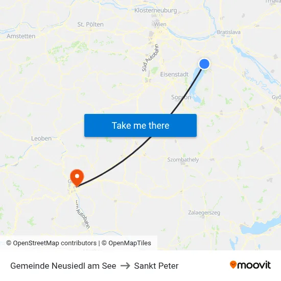 Gemeinde Neusiedl am See to Sankt Peter map