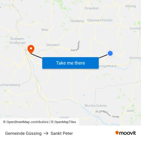 Gemeinde Güssing to Sankt Peter map