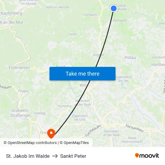 St. Jakob Im Walde to Sankt Peter map