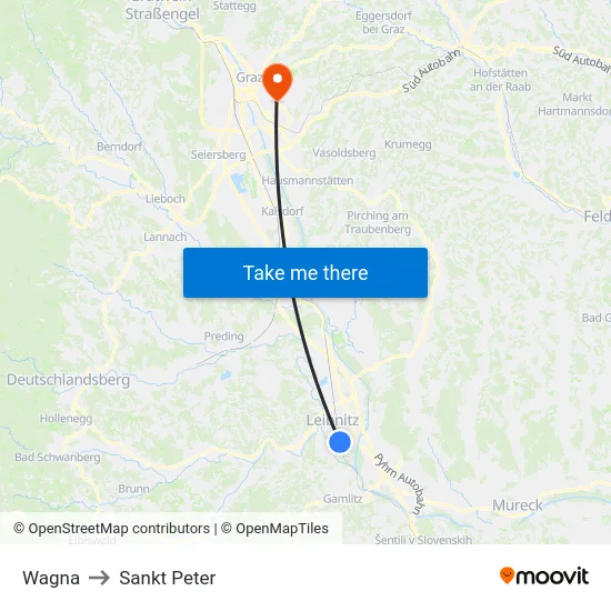 Wagna to Sankt Peter map