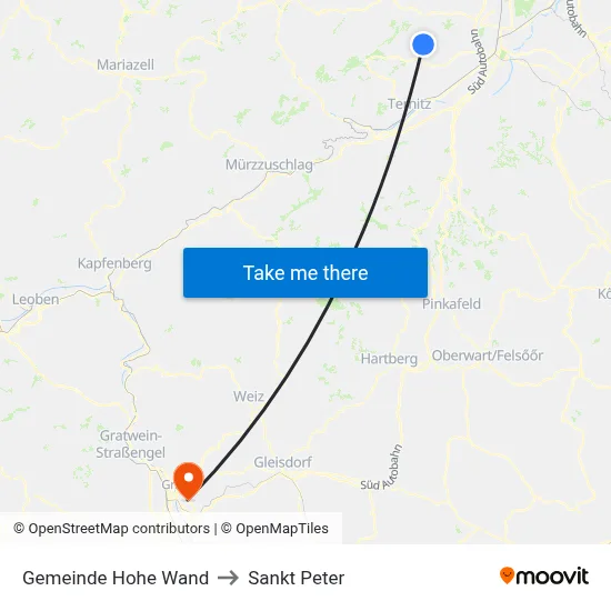 Gemeinde Hohe Wand to Sankt Peter map