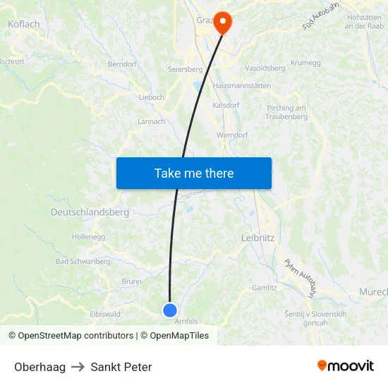 Oberhaag to Sankt Peter map